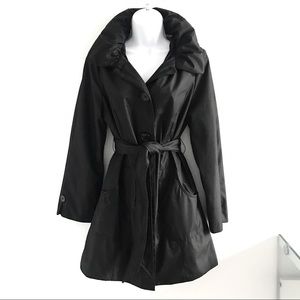 COPY - NWOT Guillaume Black Ruched Collar Trench Coat